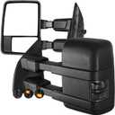 AERDM Towing Mirrors Fit for 1999-2016 Ford F250 F350 F450 F550 Super Duty Tow Mirror Smoked Signal Light Manual glass Telescoping Folding Side Mirrors Pair Set Black
