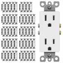 (50 Pack) CML 15 Amp Decorator Wall Receptacle Outlet, Standard Electrical Outlet, Non-Tamper Resistant, 15A/125V, 2 Pole 3 Wire, White, UL Listed