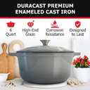 Mueller 6 Quart Enameled Cast Iron Dutch Oven, Heavy-Duty Casserole and Braiser Pan with Lid and Knob, Safe for All Cooktops (Gray)