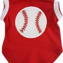Petitebella Baseball Puppy Dog Shirt (Red, X-Large)