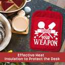 Funny Christmas Kitchen Pot Holders with Pockets, Choose Your Weapon Red Holiday Christmas Oven Pot Holders Heat Resistant Oven Mitts Hot Pads for Kitchen Baking Cooking