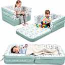 Toddler Travel Bed,Bunny-Shaped 3-in-1 Foldable Toddler Bed for Kids, Portable Toddler Cot with Washable Covers Soft Foam Raised Bumper for Naps,Lounger,and Little Sofa, 59.06 x 30.12 x 10.24 inches