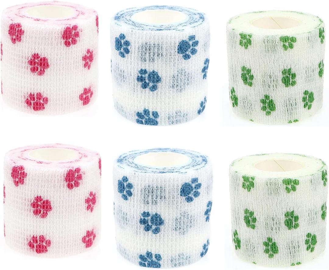 Cohesive Bandage Self Adherent Wrap Athletic Tape Breathable Vet Tape First Aid Tape for Dogs Cats Horses Birds & Wrist Healing Ankle Sprain Swelling White
