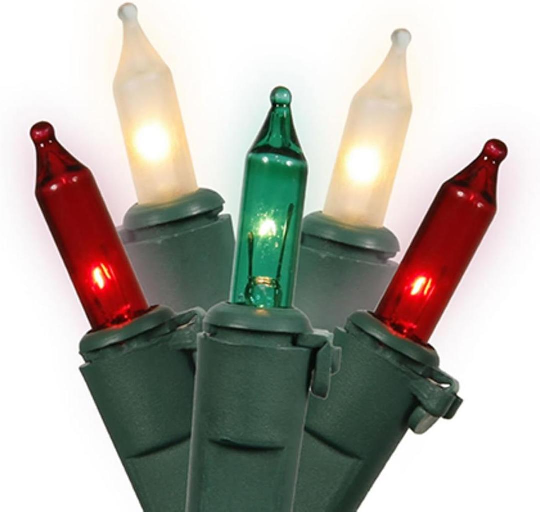 NorthLight Red Clear Frosted And Green Mini Christmas Lights44; Green Wire44; Set Of 100