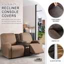 ANARACHON Leather Look Recliner Console Cover for Recliner Couch, Stretch Middle Console Slipcovers for Reclining Sofa and Loveseat, Washable Furniture Protector for Pets (1 Console Cover, Brown)