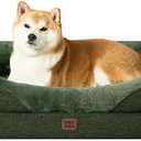 EHEYCIGA Orthopedic Dog Bed for Large Sized Dog, 36x27 Inch Large Memory Foam Dog Couch Bed with Sides, Waterproof Liner & Washable Removable Cover, Bolster Pet Sofa, Dark Green