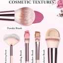 Makeup Brushes with Case, 20PCs Travel Makeup Brush Set, Foundation Concealer Blush Eyeshadow Brush Set Contour Powder Eyebrow Eyelash Brush Kit with Led Light Mirror Holder & 2 Powder Puff-Pink