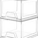 2 Pack Stackable Organizer Drawers, 4.4" Tall Clear Bathroom Makeup Organizer and Storage, Acrylic Plastic Organizers Bins for Vanity, Undersink, Bathroom, Pantry, Kitchen Cabinets