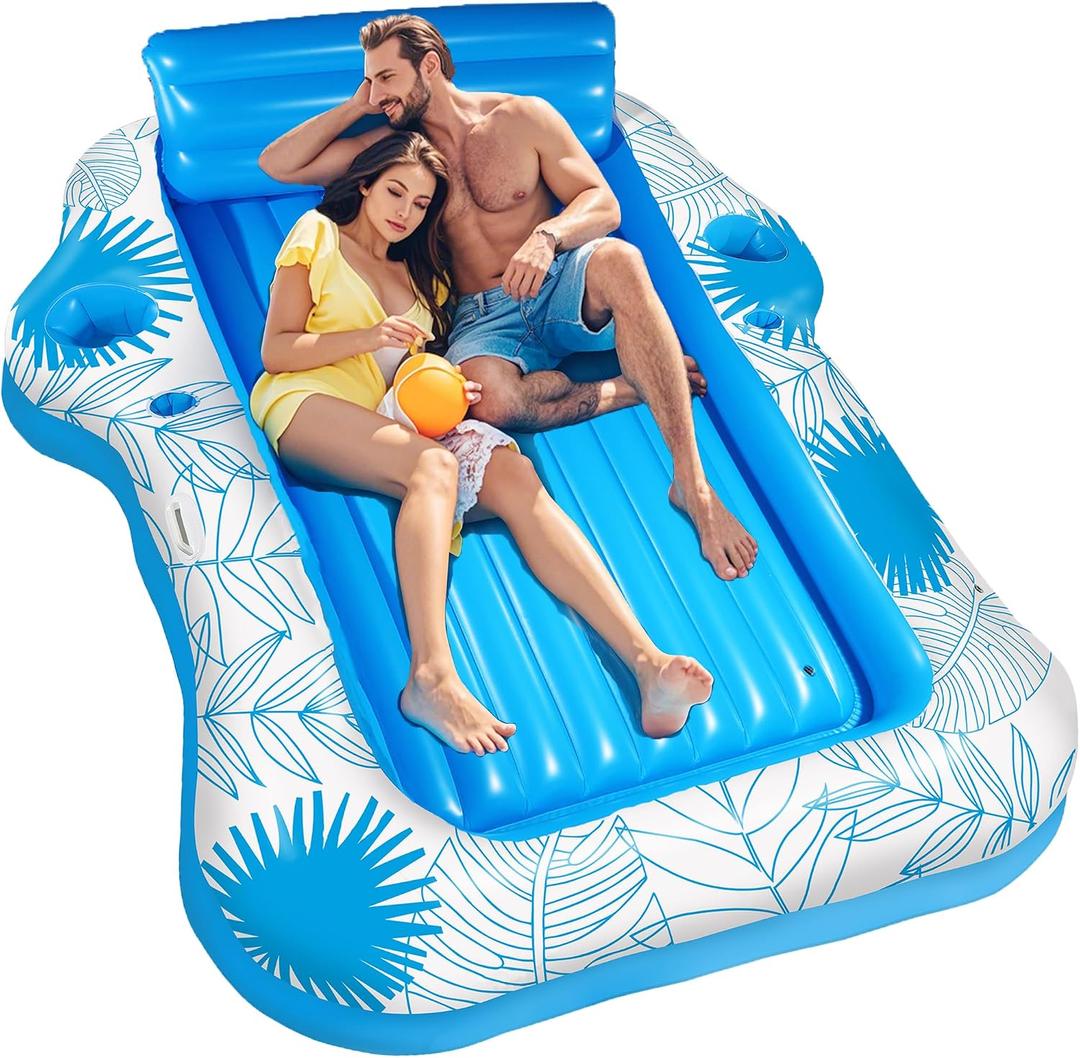 Inflatable Pool Lounger for Adults, Extra Large Blow Up Tanning Pool Bed, Sunbathing Floating Raft, Portable Suntan Tub Floaties for Beach, Pool & Outdoor