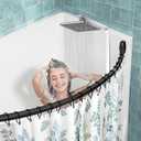 Curved Shower Curtain Rod,Matte Black Round Shower Curtain Rod 48 to 64 Inches Adjustable Rounded Bowed Shower Rods for Bathroom,Bathtub, More Shower Space,Need to Drill