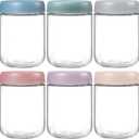 NETANY 6-pack 16 oz Overnight Oats Containers with Lids, Glass jars with Airtight Lids, Wide mouth Mason Salad jars, Glass Food Storage Containers for Snacks Yogurt Spice Sugar (Multicolor)