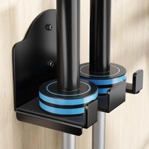 Olympic Barbell Wall Rack Holder - Heavy Duty 66lbs Weight Storage Mount with EVA Pads (2 Hook)