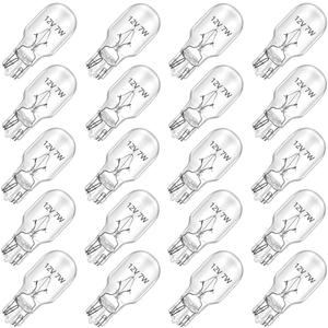 NETEHA 20 Pack 12 Volt 7 Watt Low Voltage Wedge Base T5 Landscape Light Bulbs for Garden, Deck, Yard, Cabinet and Automotive