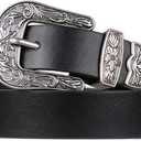 WHIPPY Western Belts for Women - Vintage Western Design Ladies Cowgirl Waist Belt for Pants Jeans Dresses (S: Fit Waist Size 26-30", 1-black)