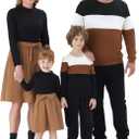 PATPAT Family Matching Outfits for Fall Winter Long Sleeve Women Dresses and Sweatshirts Sets for Holiday Photoshoot (L)