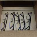 KONHAGO Blue Light Blocking Reading Glasses for Men, Half Frame Metal Readers Spring Hinge Eyeglasses Anti Eyestrain/Glare/UV