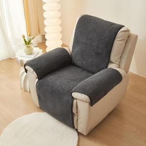 Vctops Sherpa Fleece Recliner Chair Cover Super Soft Warm Plush Sofa Slipcover Furniture Protector Non Slip Washable Reclining Chair Cover for Kids, Pets (Dark Grey,22"x82")