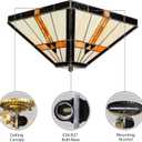RUNNUP Mission Style Ceiling Mount Lighting Creative Ceiling Fixture Special Decoration Stained Glass Drop Ceiling Lighting for Living Room,Corridor, Bedroom 11.81inch