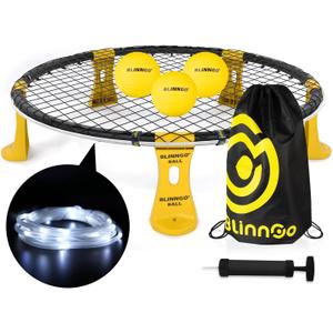 Roundnet Game Set with Balls and Patented Net, Lawn, Beach, Backyard Outdoor Game for Adults and Family, Medium to Large