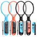 [for Switch 2/1] 4 Pack Tennis Rackets for Nintendo Switch 2 (2025),Game Accessories for Mario Tennis Aces,Handle Grip Holder for Switch 2/Switch Controller Support Other Tennis Game for JoyCon (Blue,Orange,Black,Black)