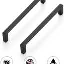 Ravinte 15 Pack Matte Black Cabinet Pulls, 5 Inch (128mm) Hole Center Slim Kitchen Handles, Square Drawer Pulls for Cabinets & Cupboards, Hardware