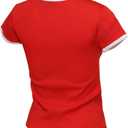 Outerstuff FIFA World Cup 2026 Womens Event Short Sleeve V-Neck Baby Tee, Red, Small