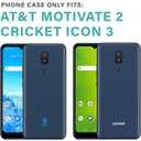 Cricket Icon 3 Case(3rd Version)/At&t Motivate 2 Case(2nd)/Cricket Splendor Case w/Tempered Glass Screen Protector Protective Cover Black