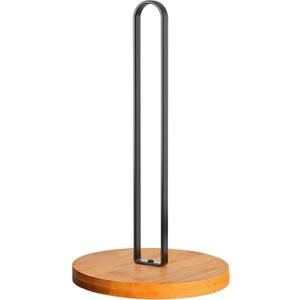 TONLEA Wooden Paper Towel Holder Countertop, Kitchen-Towel-Holder FreeStanding with Non-Slip Base for Bathroom (Black)