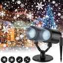 Christmas Snowflake Projector Lights Outdoor,Timer Setting Double Head Snowfall Led Lights Waterproof,Landscape Decorative Lighting Projection Lamp for Xmas Holiday Wedding Indoor Garden Patio