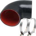 MAYSPARE 90 Degree elbow silicone coupler hose ID 3 inch, 4" (102 mm) leg length, 0.2" (5 mm) wall thickness, with 2PCS T-Bolt Clamps, for Turbo, Intercooler, Intake Piping