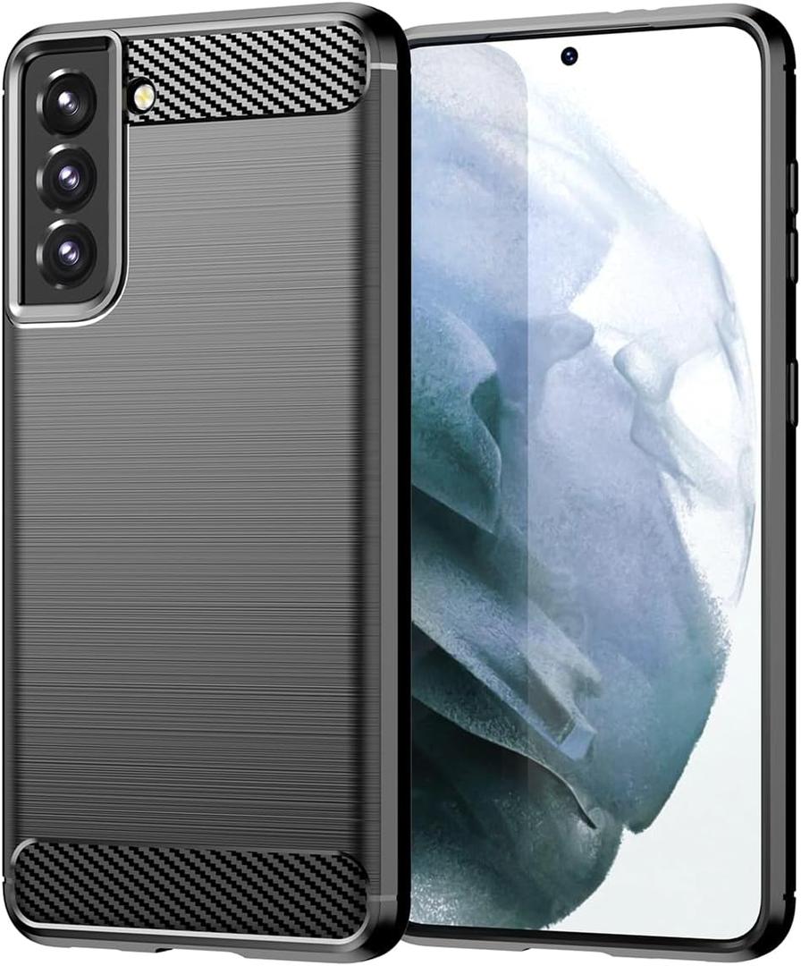 Case for Galaxy S21 5G Case, for Samsung S21 SM-G991U Carbon Fiber Case Slim Soft TPU Case Shock-Absorption Protective Shockproof Phone Cover for Samsung Galaxy S21 5G Black