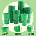 JOYIN 72 Pcs St.Patricks Day 16 oz Cups, Green Disposable Plastic Lucky Clover Cups for Saint Patrick Party Supplies Set, Irish Lucky Day Party Decoration
