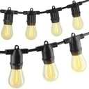 S14 LED 48FT Outdoor String Lights, IP65 Waterproof 48FT Outside Patio Lights, Edison Shatterproof Bulb Vintage Backyard Light, Balcony, Deck, Garden Light (48FT - No Remote)