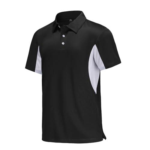 Corna Black Polo Shirts for Men Moisture Wicking Golf Shirt Black, 3XL