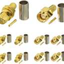 Superbat SMA Crimp Connectors Kit SMA Male + SMA Female Crimp Solder Connector Kit for RG58 RG142 RG400 RG303 RG141 LMR195 Low Loss Coax Cable 10-Pack