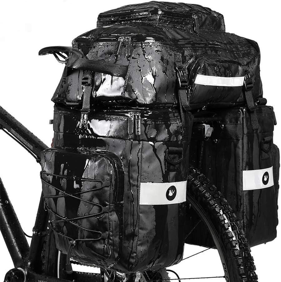 Rhinowalk Bike Pannier Bag Set for Bicycle Cargo Rack Saddle Bag Shoulder Bag Laptop Pannier Rack Bicycle Bag Professional Cycling Accessories 3 in 1 (Black)