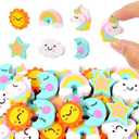 Wolpoark Unicorn Mini Erasers for Kids 48pcs Bulk Rainbow Moon Star Cute Novelty Pencil Erasers for Girls Student Home Ofiice Back to School Supplies Classroom Prizes Party Favors