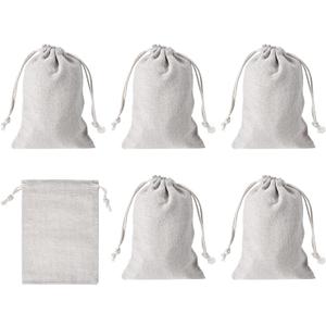 PATIKIL 6"x4" Coin Sacks Bag, 6Pcs Bank Coin Deposit Change Transit Canvas Money Bags with Drawstring Gift Sacks Style 1, White