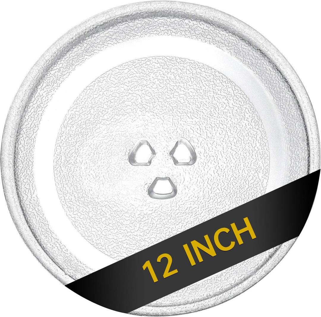 12" Microwave Glass Turntable Plate, 12" / 30.5cm Microwave Tray Replacement Glass Plate, Glass Tray Replacement for LG, GE, Magic Chef, Hotpoint, Panasonic, Kenmore, etc.