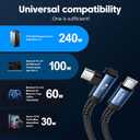 toocki USB C Cable [2Pack, 10ft] 240W Fast Charging Type C Cord, Nylon Braided USB 2.0 Cable for iPhone 17 16 15 Pro Plus Pro Max Air, iPad Pro, Samsung Galaxy S25 S24, Switch, MacBook Pro, Pixel