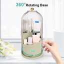 QIYVLOS Toothbrush Holders with Sliding Lid, Rotating 3 Slots Bathroom Organizer Countertop, Tooth Brush Toothpaste Holder Bathroom Counter Stand Sink Organizer Caddy for Makeup Brushes Holder (Green)