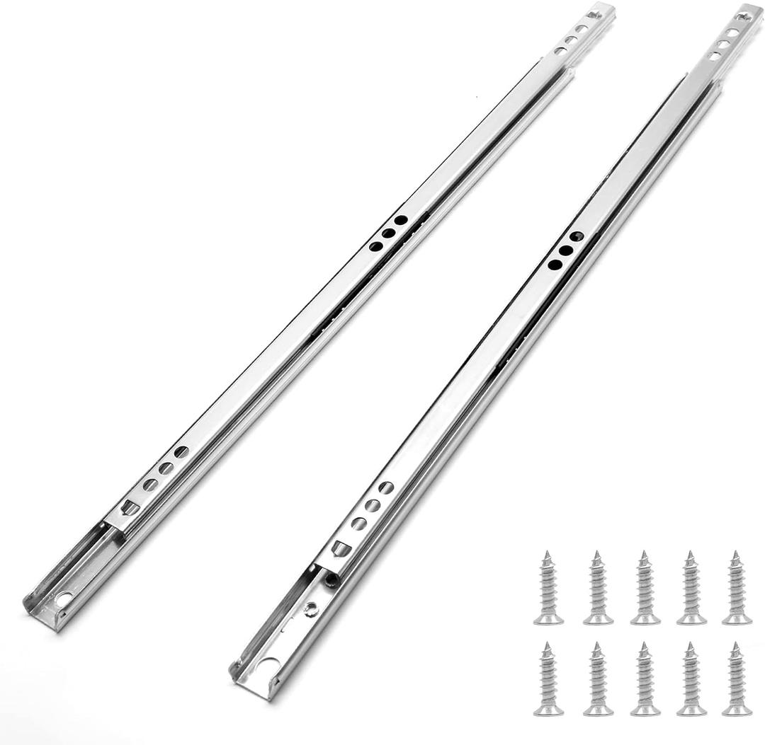 12 Inch Drawer Slides, Metal Drawer Slide Small Drawer Rails Ball Bearing Two Way Slide Track Rail Pack of 2 (0.7" Wide)