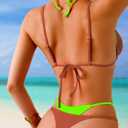 TASHEHE Women's Thong Bikini Set Sexy Y2K Triangle Swimsuit Halter Tie Two Piece Bathing Suit (M)