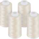 4 Pack Light Beige Thread of 3000 Yards Each, All Purpose Polyester Thread for Sewing, Overlock, Quilting, Piecing