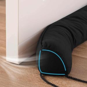 Sunolga Door Draft Stopper Blocks Hot and Cold Air with Removable Washable Cover for Bottom of Door, All-Season Seal for Wind, Right Angle Door Sweep for Gaps Up to 3", Home Essentials, 38", Black