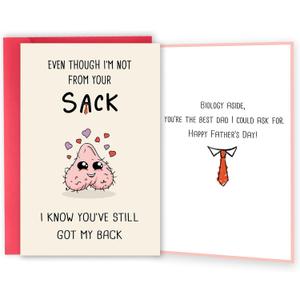 Funny Fathers Day Card for Stepdad, Bonus Dad Cards for Fathers Day, Humor Father's Day Card Gift from Stepdaughter Stepson, Gift Idea for Bonus Dad (mu309)