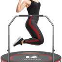 40"/48" Foldable Bungee Rebounder Trampoline for Adults with Bar
Max Load 450/550Lbs, Quiet Mini Low Impact Indoor Exercise Trampoline with Adjustable U/T Foam Handle Fitness Gym Workout
