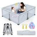 Foldable Baby Playpen 59"X71", Foldable Playpen for Babies and Toddlers, with 50 Balls & 2 Handlers,Indoor&Outdoor Portable Play Pen. Quick Installation & Folding Baby Play Pen (Light Grey)