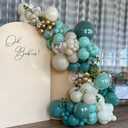 158PCS Teal Balloons Arch Garland Kit, Turquoise Sand White Metallic Gold Balloons Garland for Baby Shower Bridal Shower Wedding Birthday Party Decorations
