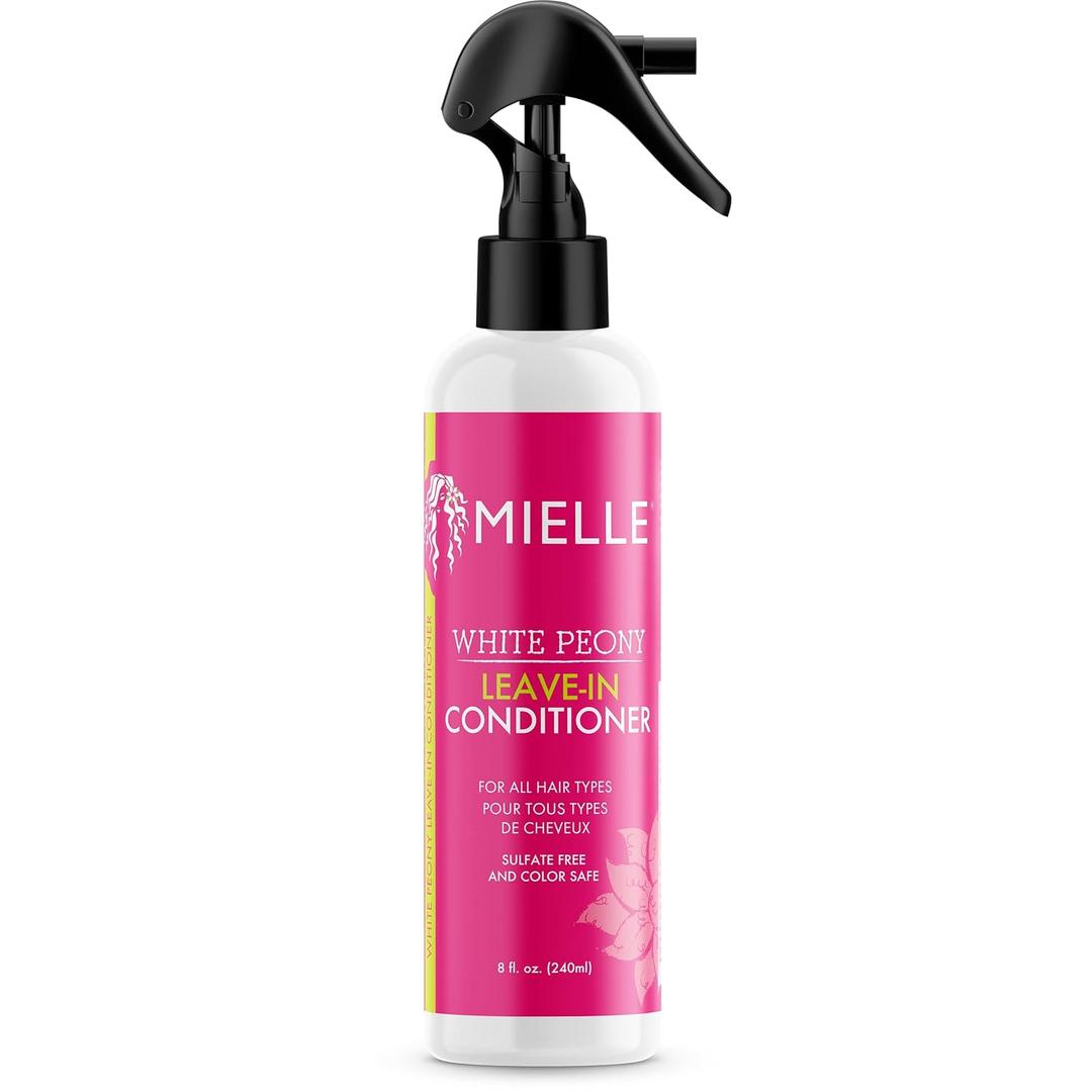 Mielle Organics White Peony Leave-In Conditioner Spray - Ultra-Moisturizing Detangler for Curly & Natural Hair - Frizz Control & Moisture Seal - Color-Safe & Sulfate-Free, 8 Fl Oz